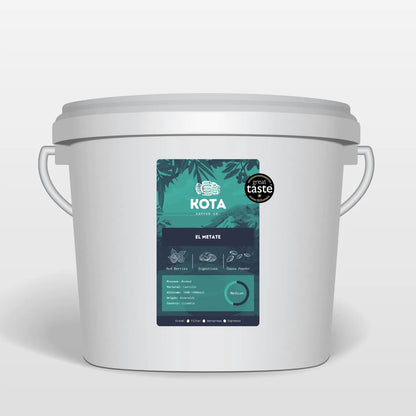 White container with Kota Coffee Co. label on a white background