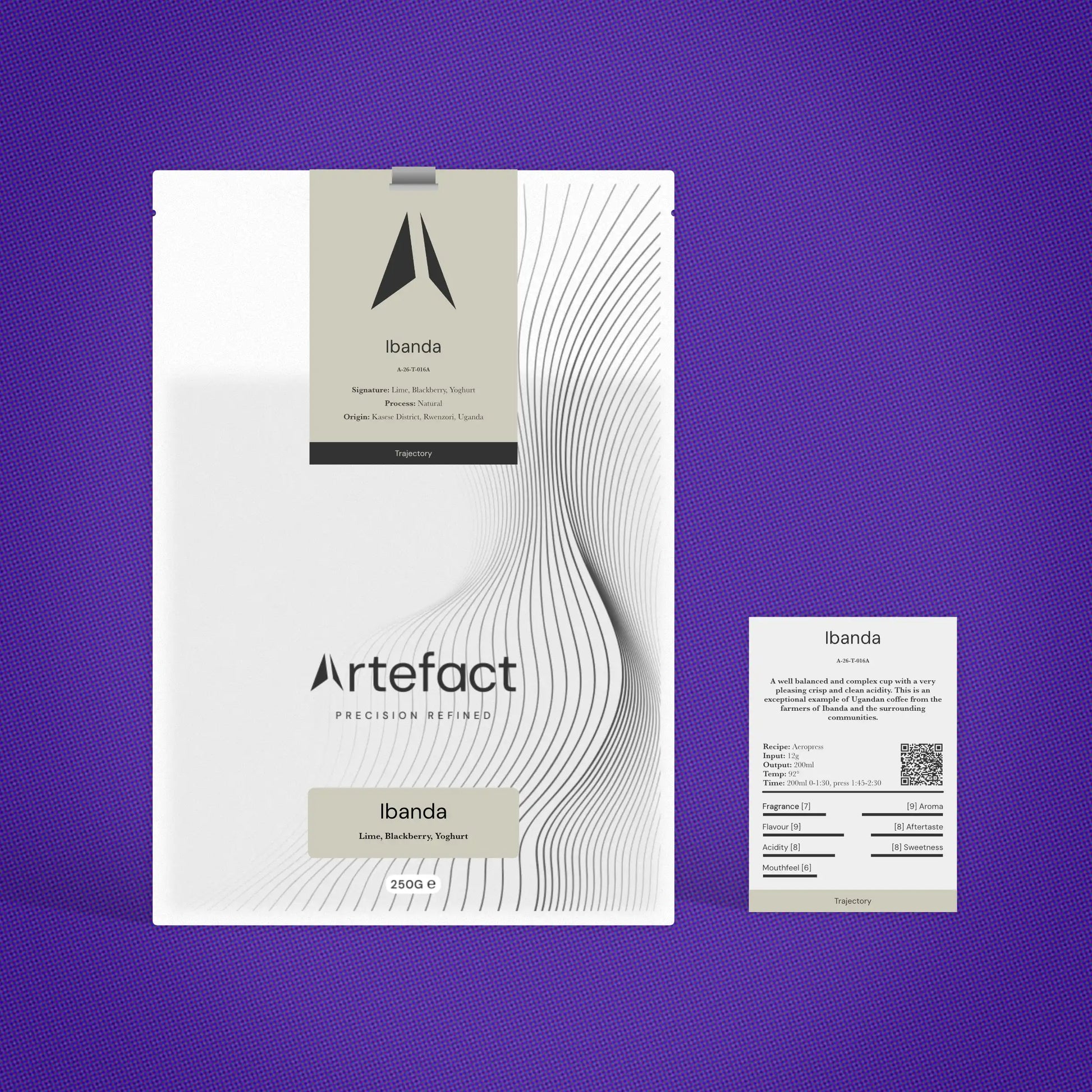 Artefact Ibanda packaging on a purple background